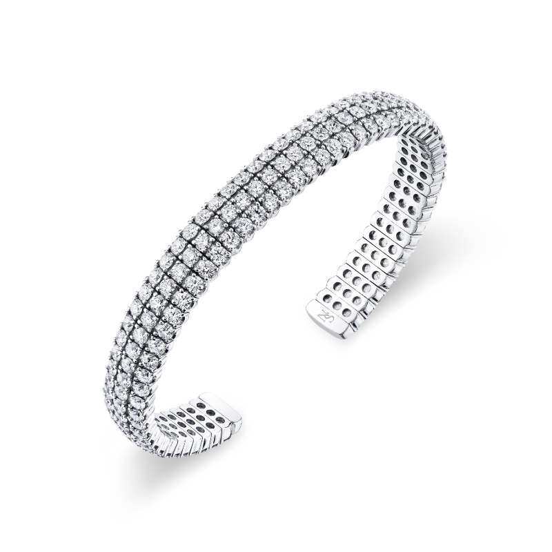 Norman Silverman Diamond Cuff Bracelet In 18K White Gold