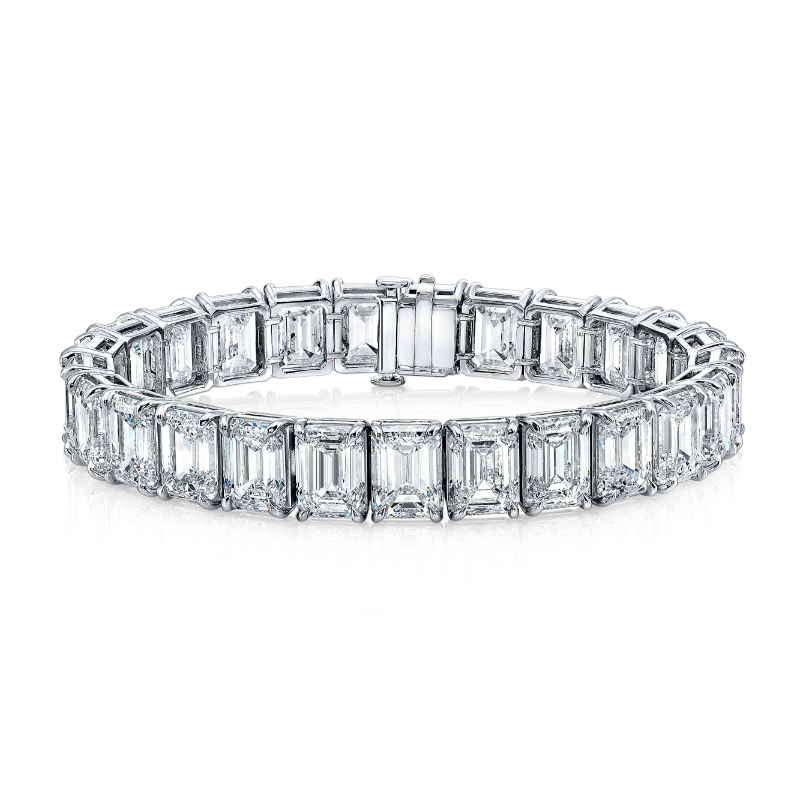 Norman Silverman 75.98 Carat Emerald Cut Diamond Classic Straight Line Bracelet