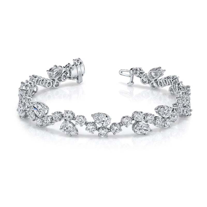 Norman Silverman Pear And Round Diamond Bracelet