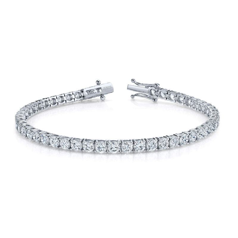 Norman Silverman Round Brilliant Diamonds Set In 4-Prong Straight Line Bracelet.