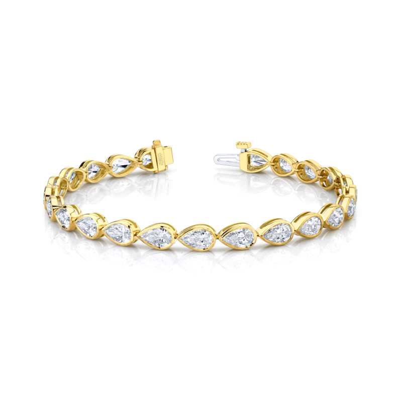 Norman Silverman 7.82 Bezel East West 18K Yellow Gold Bracelet