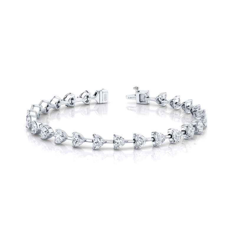 Norman Silverman 8.35 Carat Heart-Cut Diamond Bracelet Set In 18K White Gold