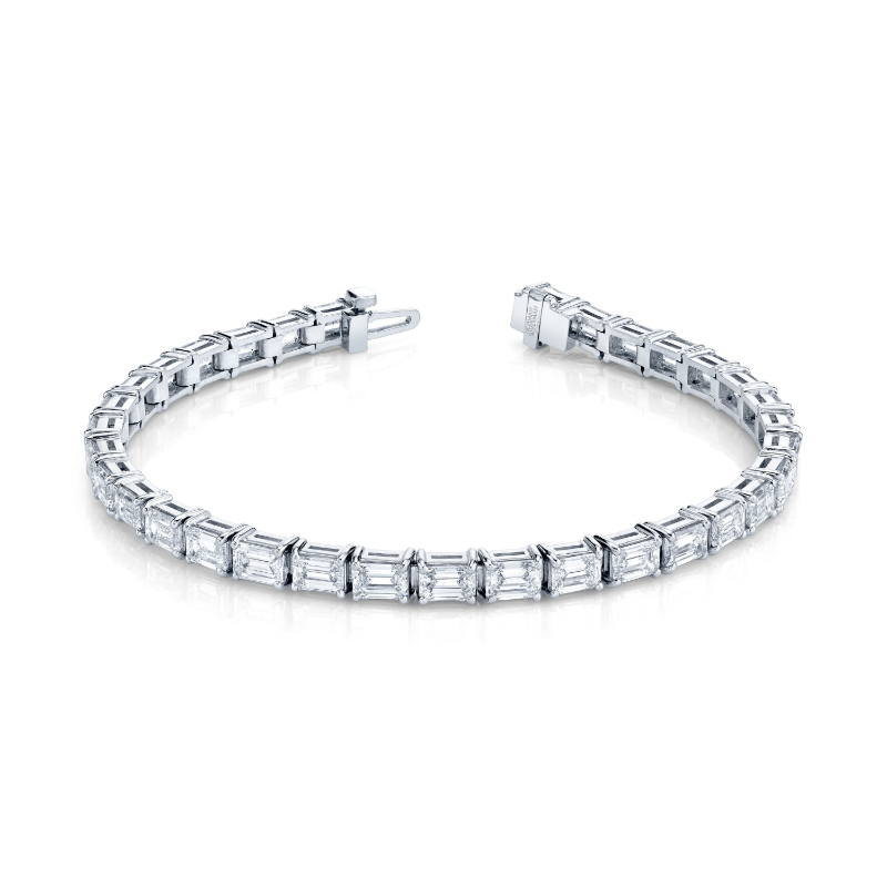 Norman Silverman East-West Emerald Cut Diamond Bracelet