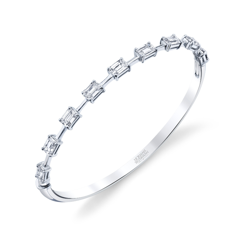 Norman Silverman Hinged Bangle Bracelet With Emerald-Cut Diamonds