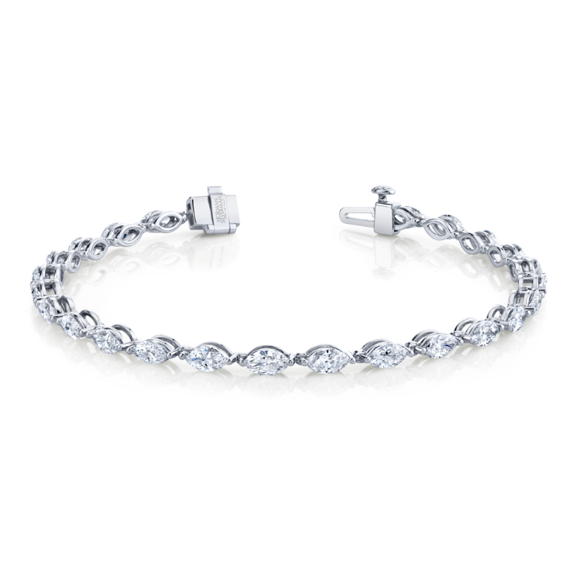Norman Silverman 4.82 Carat Marquise Shape Straight Line Bracelet