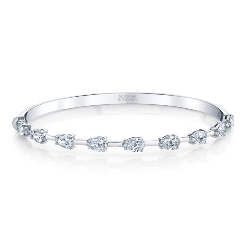 Norman Silverman Hinged Bangle Bracelet With Pear Shape Diamonds