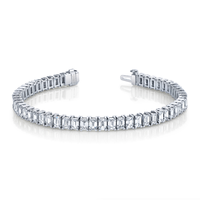 Norman Silverman 13.49 Carat Emerald Cut Straight Line Bracelet