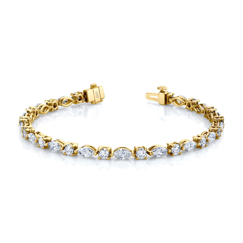Norman Silverman Alternating Marquise And Round Brilliant Cut Diamond Bracelet