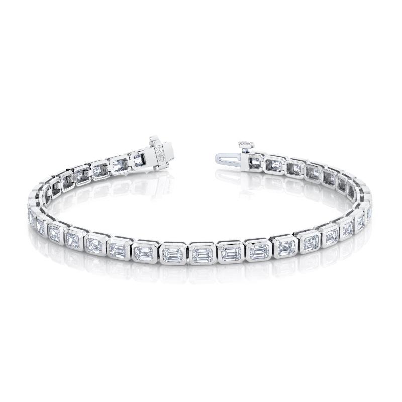 Norman Silverman Emerald Cut Diamond Bezel Bracelet