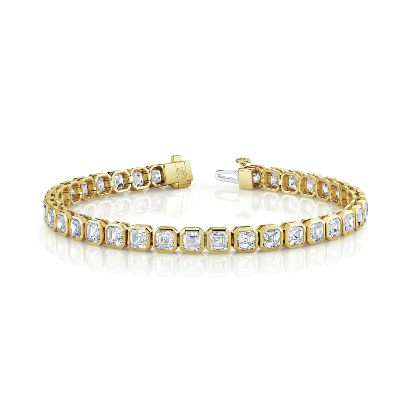 Norman Silverman Asscher Cut Diamonds Bezel Bracelet