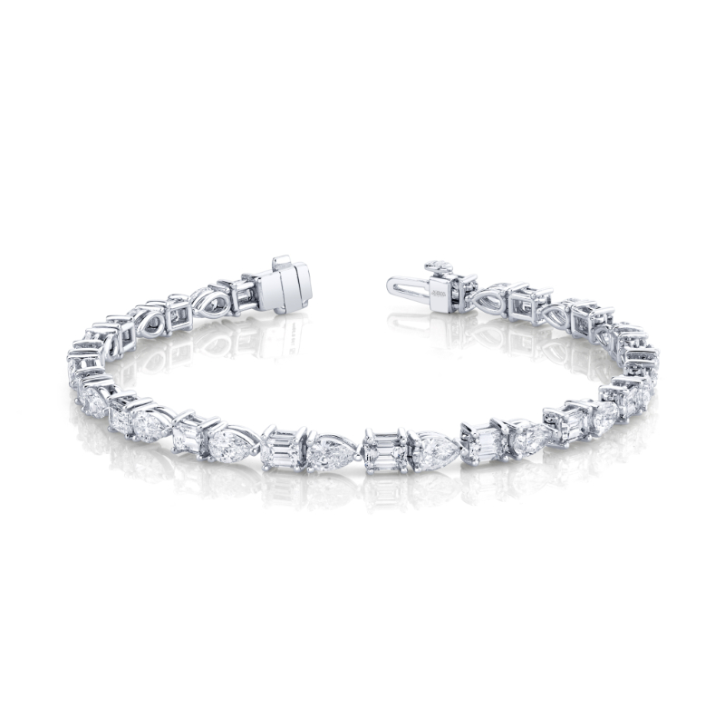 Norman Silverman 8.58 Carat 18K White Gold Pear And Emerald Cut Bracelet