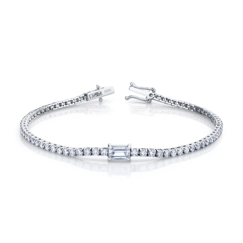 Norman Silverman Straight Line Diamond Bracelet With Center Stone