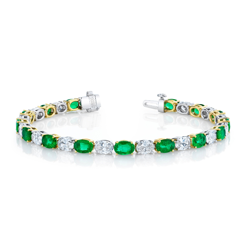 Norman Silverman Oval-Cut Emeralds And Diamonds Bracelet