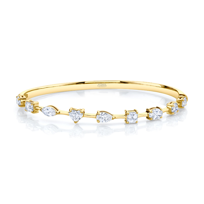 Norman Silverman Hinged Bangle With Fancy Shape Diamonds