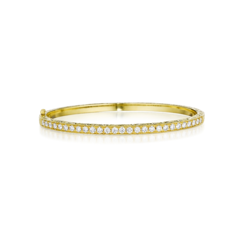 Diamond Pave Bangle Bracelet With Engraving