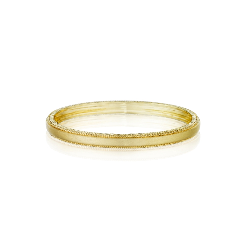 18K Gold 6MM Wide Thin Engravable Bangle With Twist