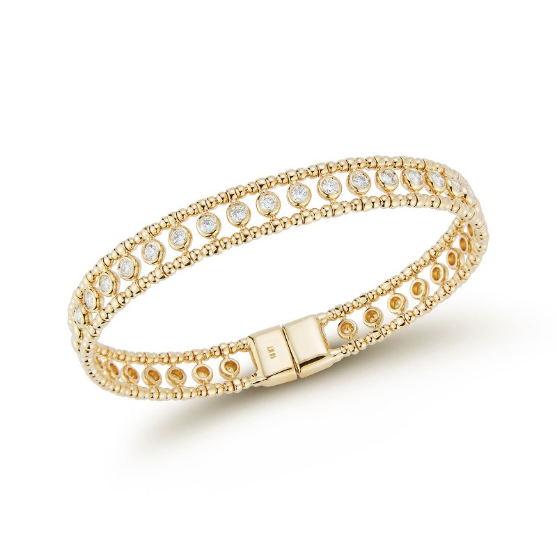 Deutsch Signature Diamond Bezel with Beaded Border Bangle