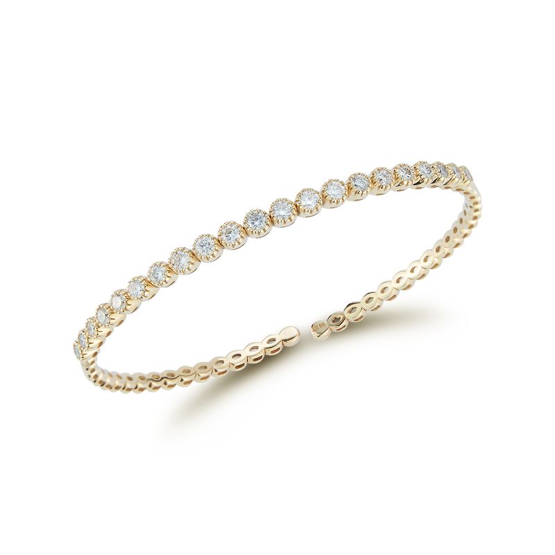 Deutsch Signature Half Way Around Diamond Beaded Bangle