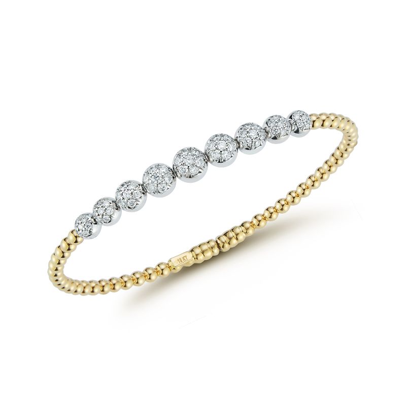 Deutsch Signature Graduating Round Diamond Pave Beaded Bangle