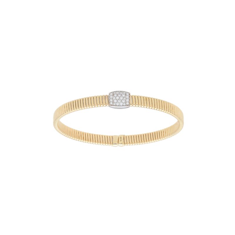 Deutsch Signature Flexible Bangle with Diamond Pave Square