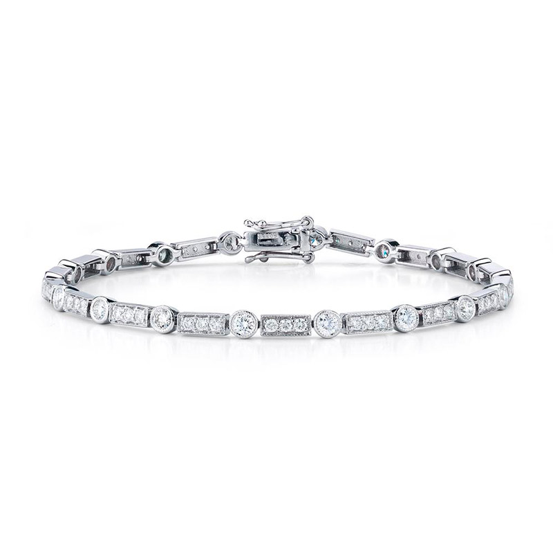 Deutsch Signature Alternating Diamond Bezel and Diamond Bar Bracelet