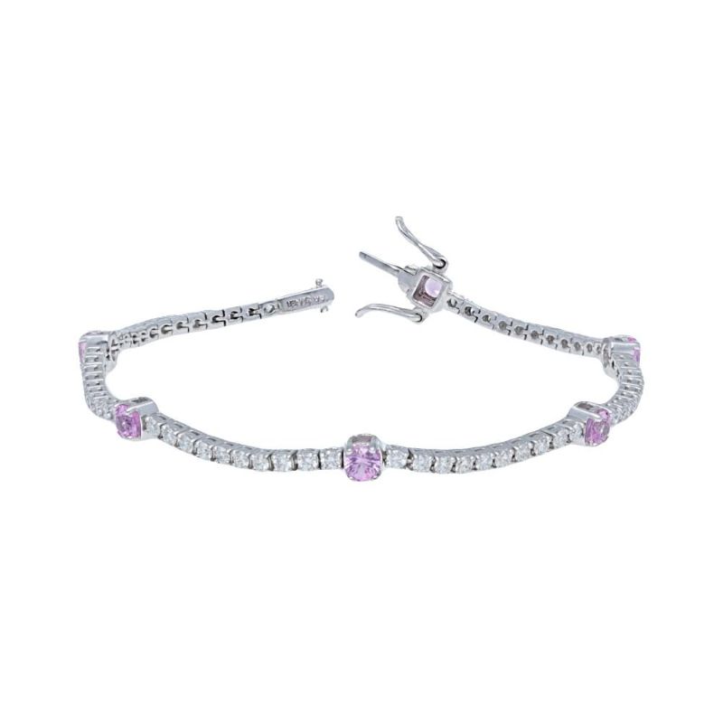 Deutsch Signature Diamond and Pink Sapphire Tennis Bracelet