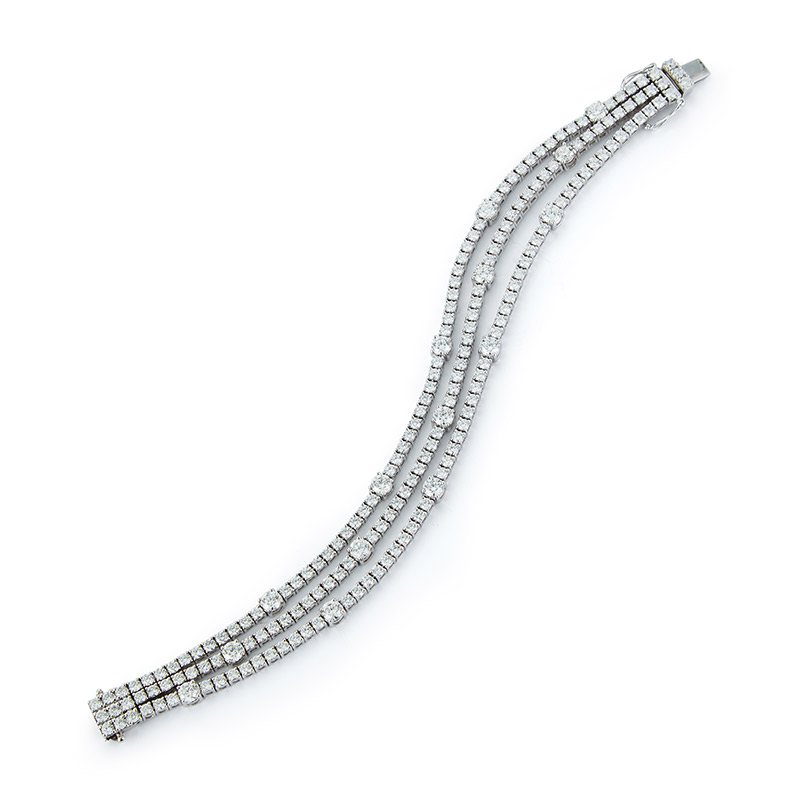 Deutsch Signature 3 Row Alternating Diamond Tennis Bracelet