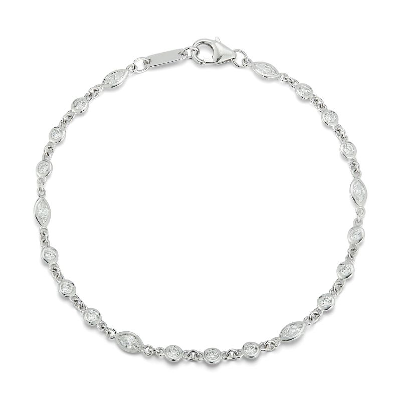 Deutsch Signature All Connected Plain Bezel with Alternating Pear and Round Diamond By The Yard Bracelet