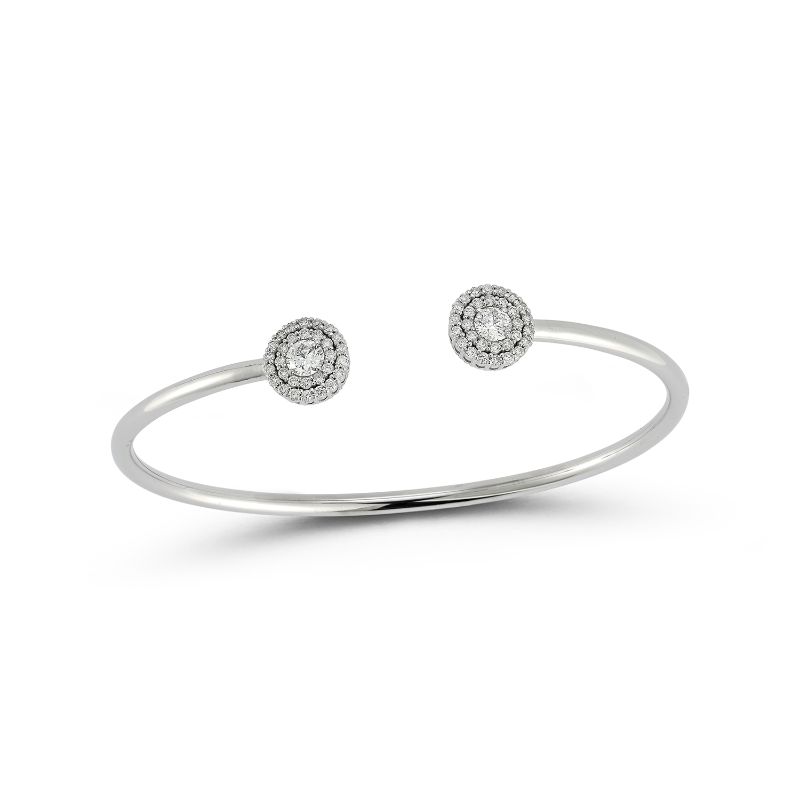 Deutsch Signature Flexible Open Bangle 2 Row Diamond Halos