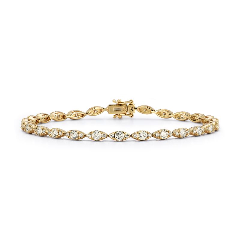 Deutsch Signature Marquise Shape Link Bracelet with Round Diamond