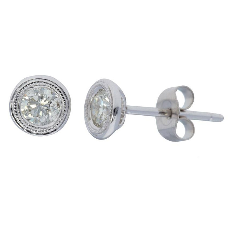 Deutsch Signature Milgrain Bezel Stud Earrings