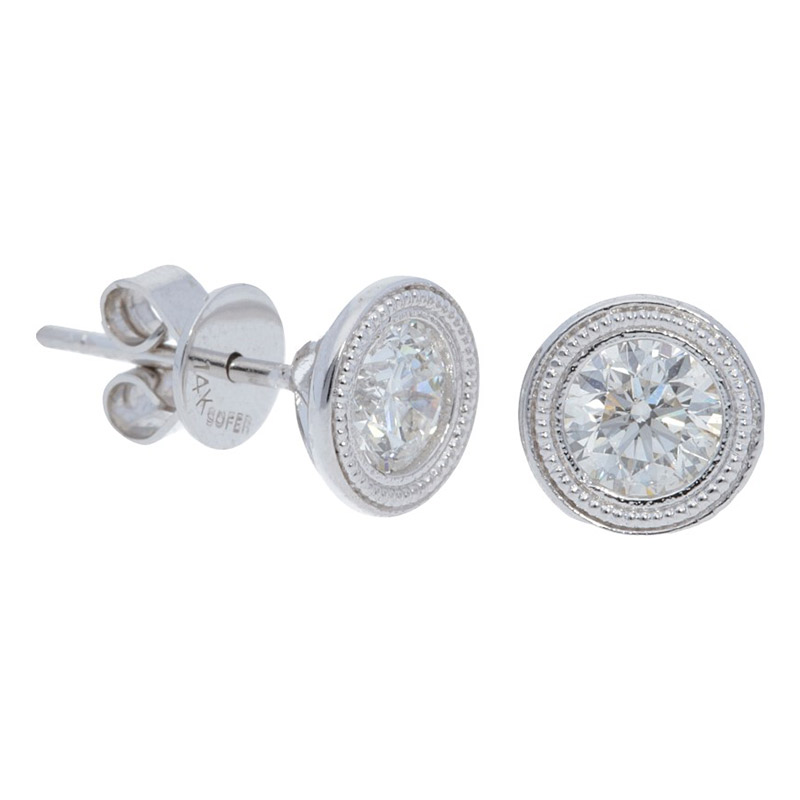 Deutsch Signature Milgrain Bezel Stud Earrings