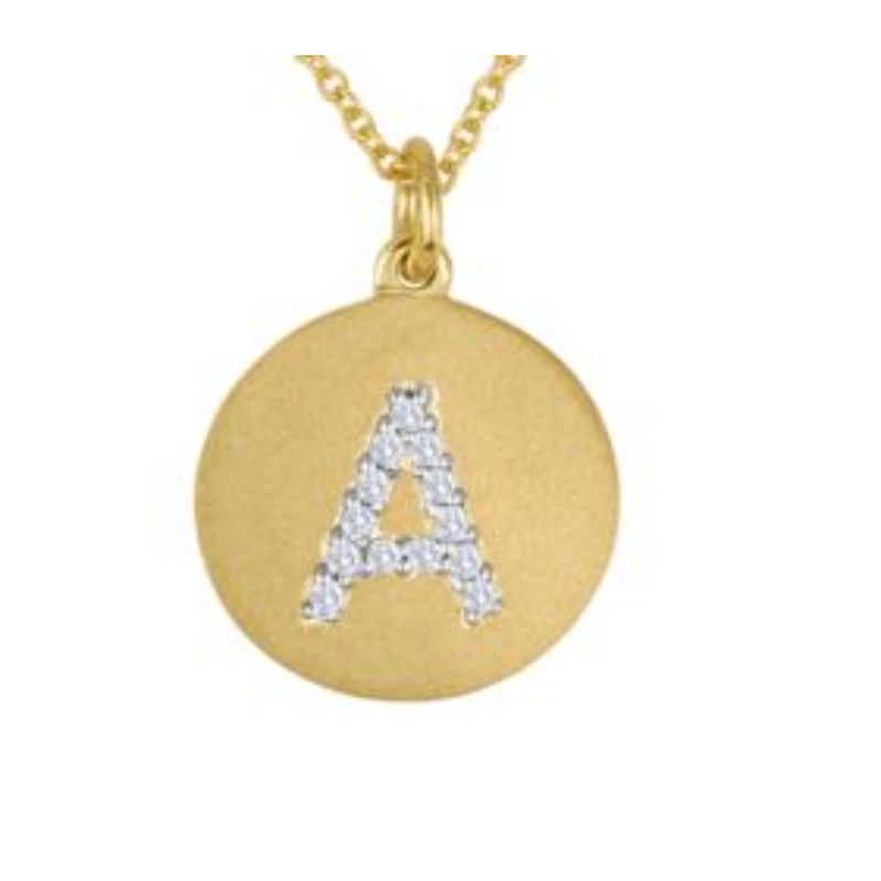 Deutsch Signature Satin Disc Pendant with Pave Diamond Letter