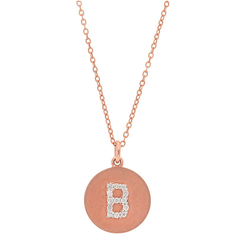 Deutsch Signature Satin Disc Pendant with Pave Diamond Letter