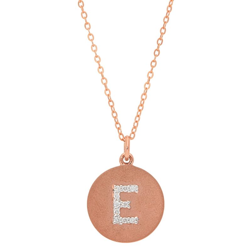 Deutsch Signature Satin Disc Pendant with Pave Diamond Letter