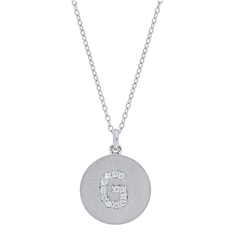 Deutsch Signature Satin Disc Pendant with Pave Diamond Letter