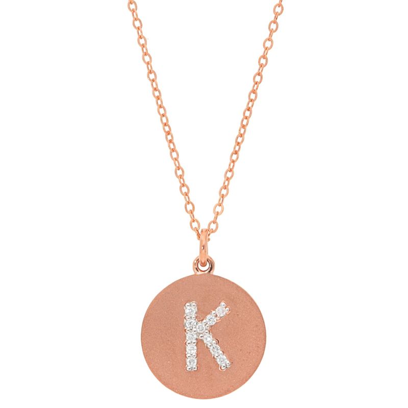 Deutsch Signature Satin Disc Pendant with Pave Diamond Letter