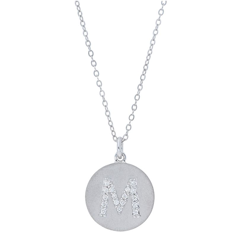 Deutsch Signature Satin Disc Pendant with Pave Diamond Letter