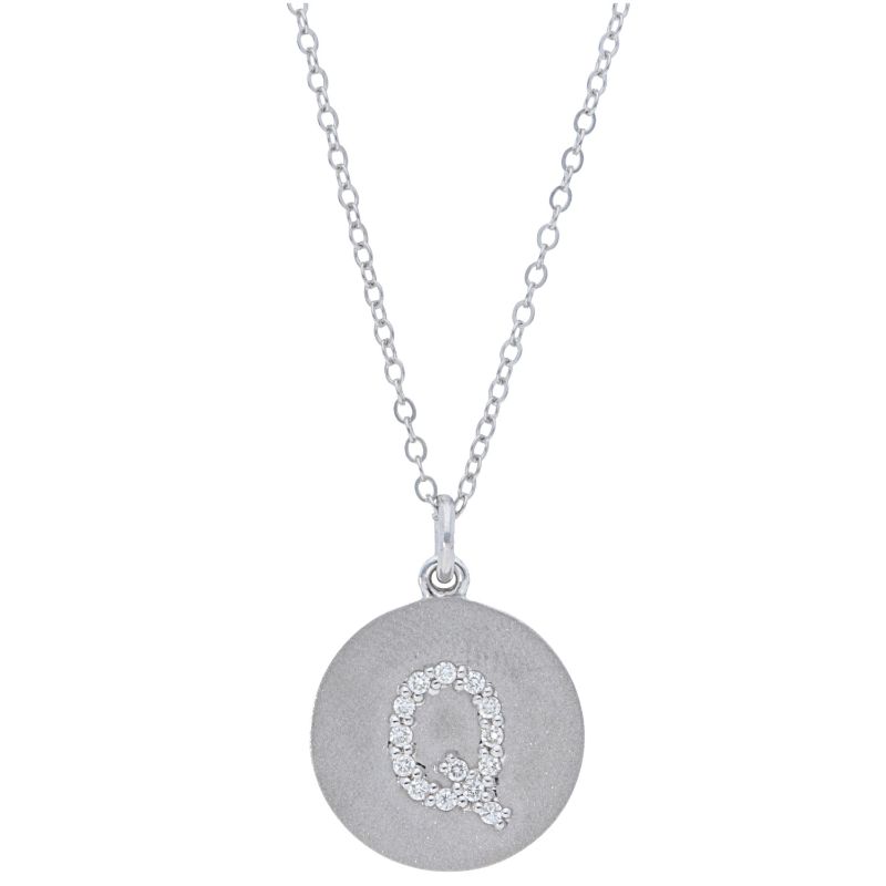 Deutsch Signature Satin Disc Pendant with Pave Diamond Letter