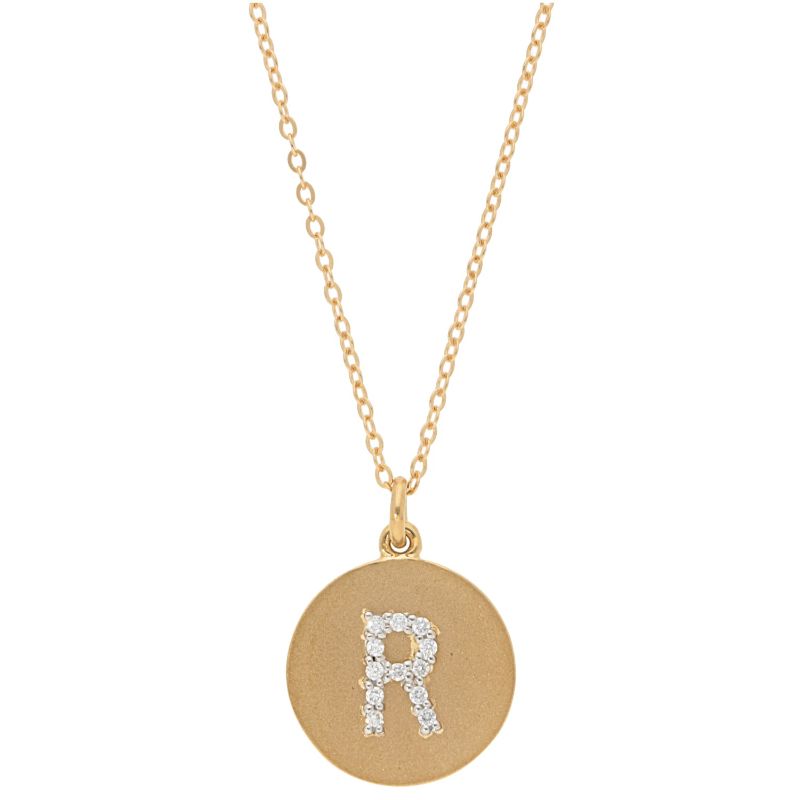 Deutsch Signature Satin Disc Pendant with Pave Diamond Letter