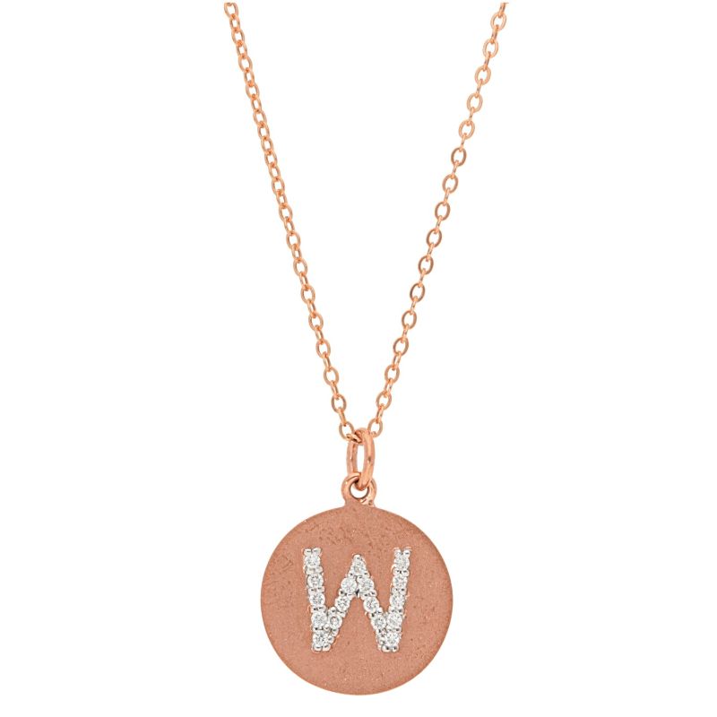 Deutsch Signature Satin Disc Pendant with Pave Diamond Letter