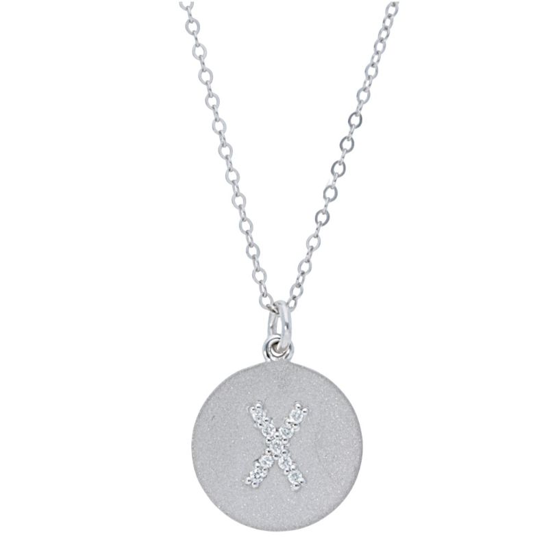 Deutsch Signature Satin Disc Pendant with Pave Diamond Letter