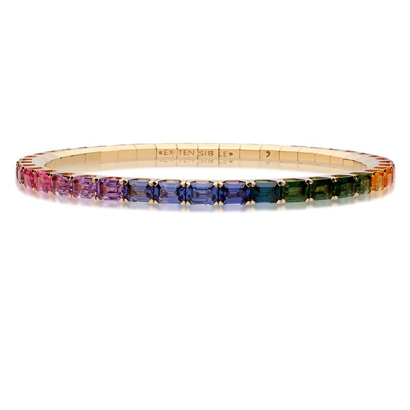 Extensible Rainbow Sapphire Stretch Bracelet