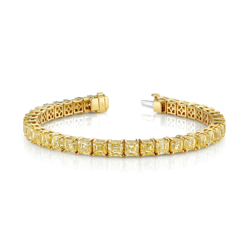 Norman Silverman Fancy Intense Yellow Asscher Cut Diamond Bracelet