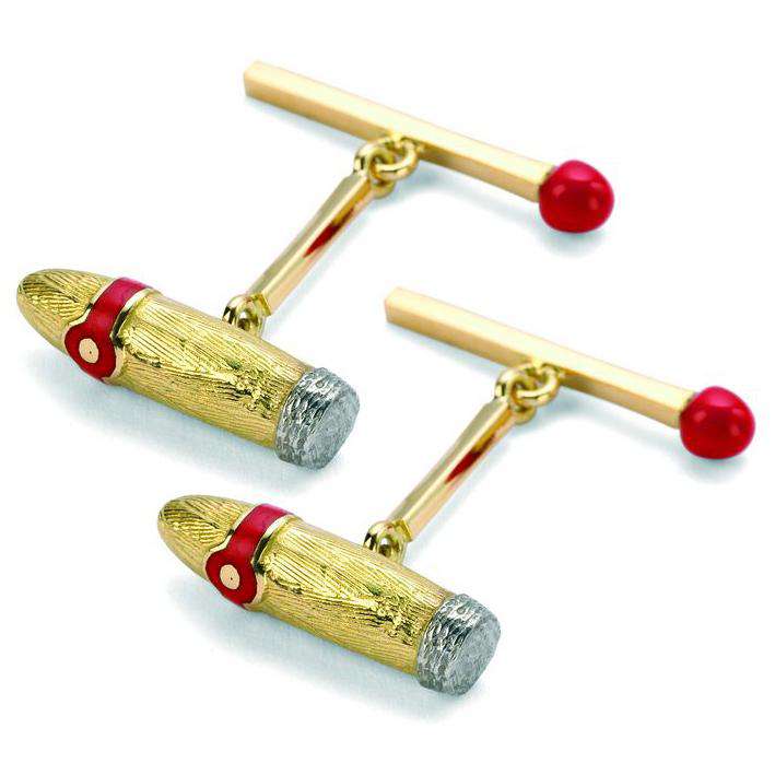 Deakin & Francis Yellow Gold Cigar And Matchstick Cufflinks