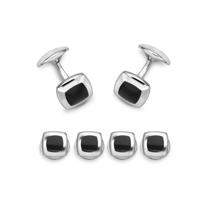 Deakin & Francis Black Onyx Centre Square Cufflinks & 4-Piece Stud Set