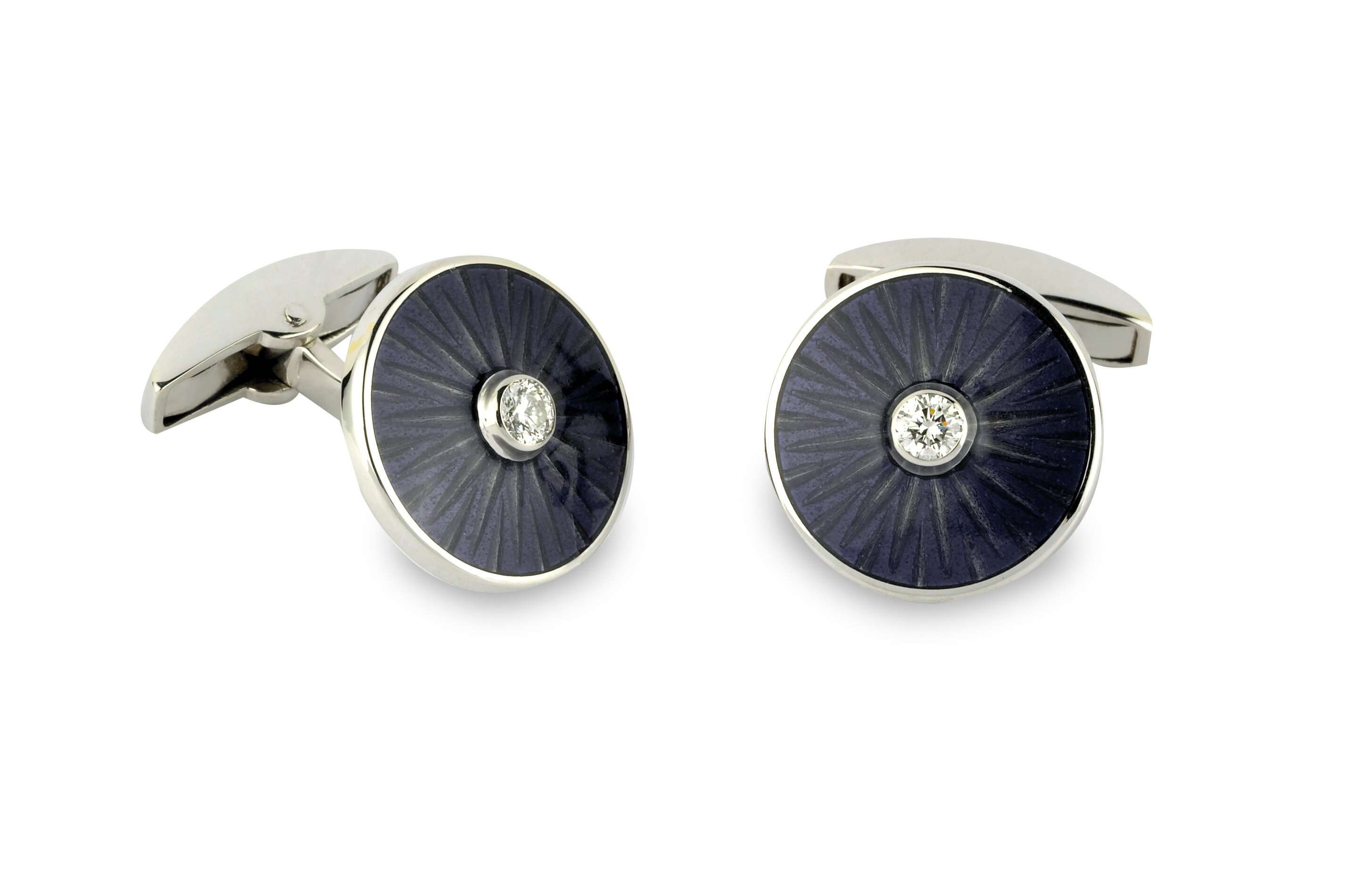 Deakin & Francis White Gold Enamel Cufflinks