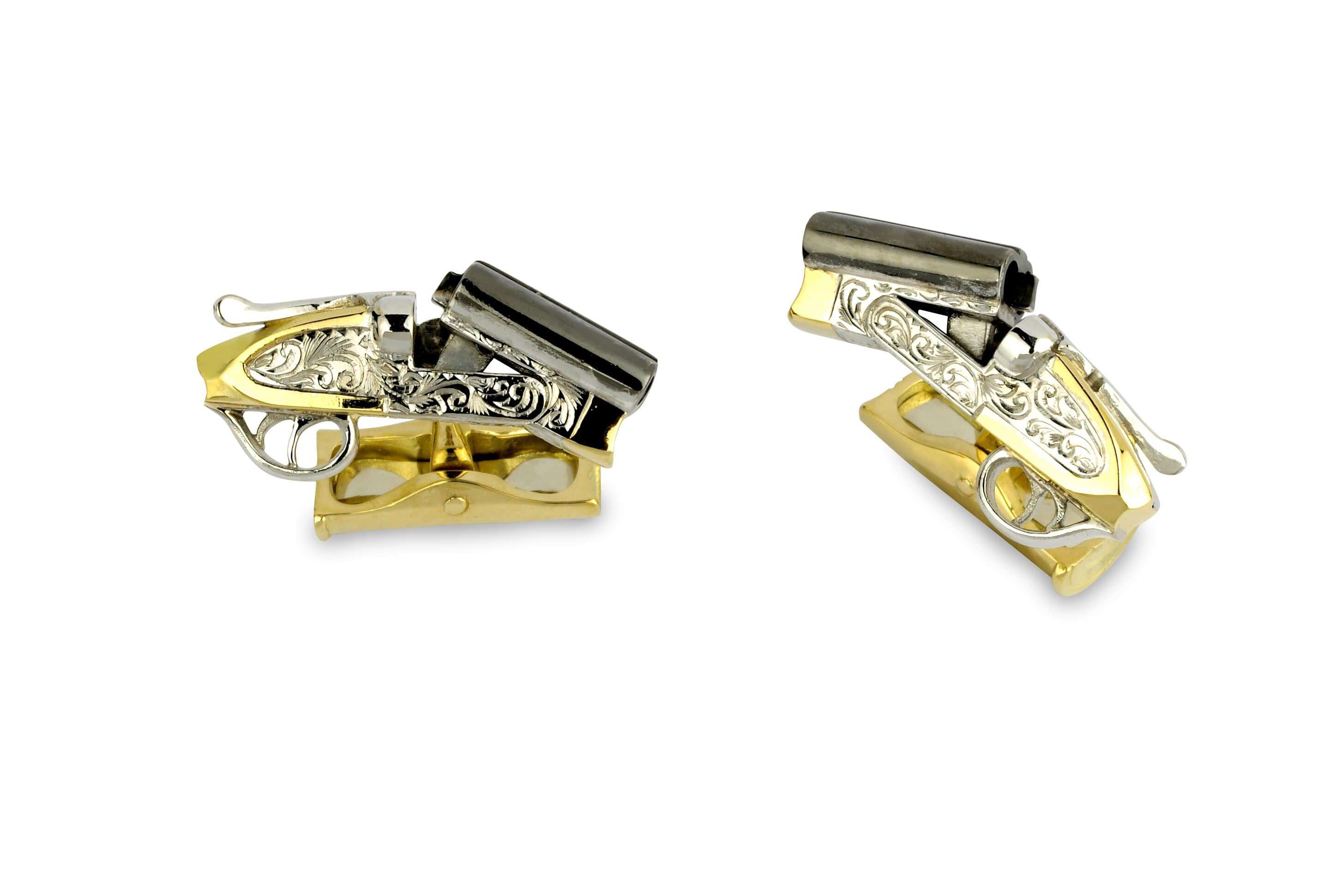 Deakin & Francis Yellow Gold Shotgun Cufflinks