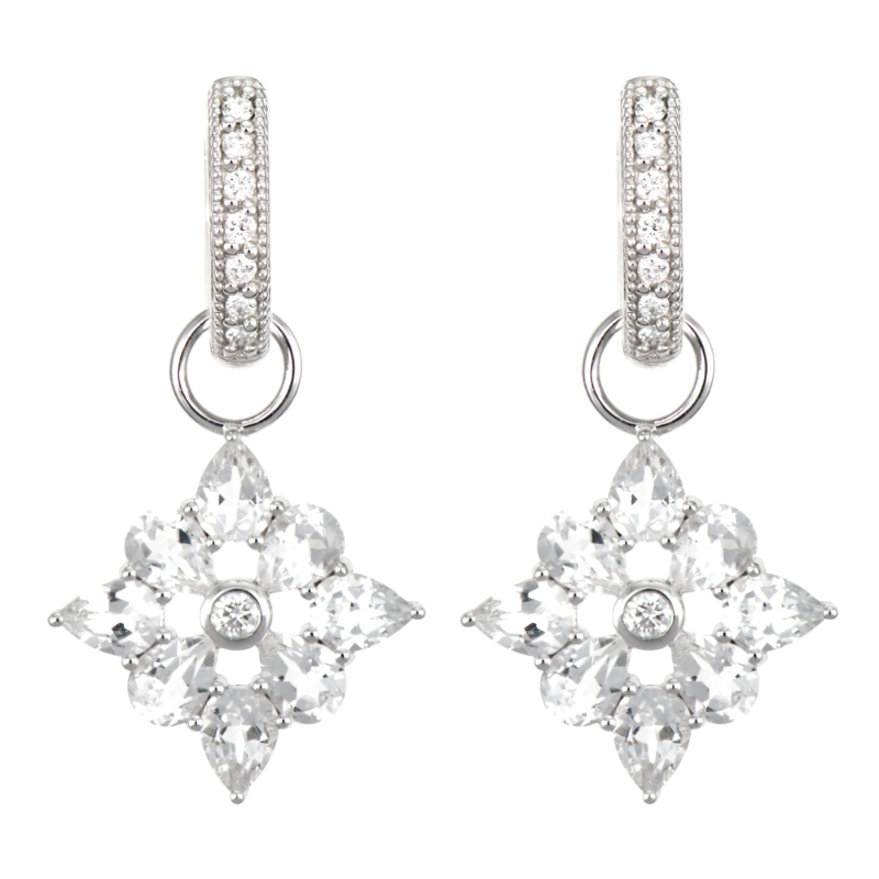 Jude Frances Provence Four Petal White Topaz Earring Charms