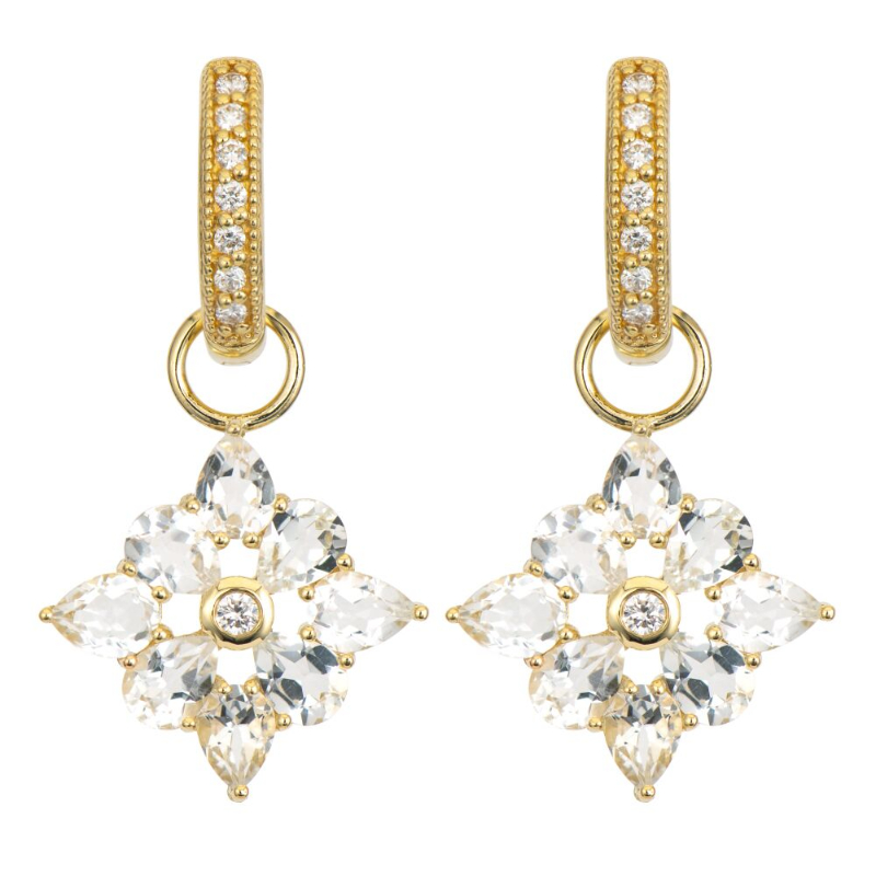 Jude Frances Provence Four Petal White Topaz Earring Charms